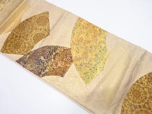 切りばめ草花模様織り出し袋帯